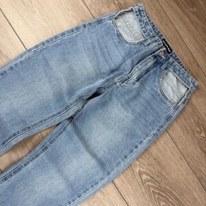 MOMOKROM Women Jeans Straight Leg Cut Out Pocket Blue Size 6